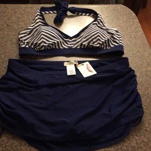 Jessica Simpson Navy Two Piece Bathingsuit Sz 1x
